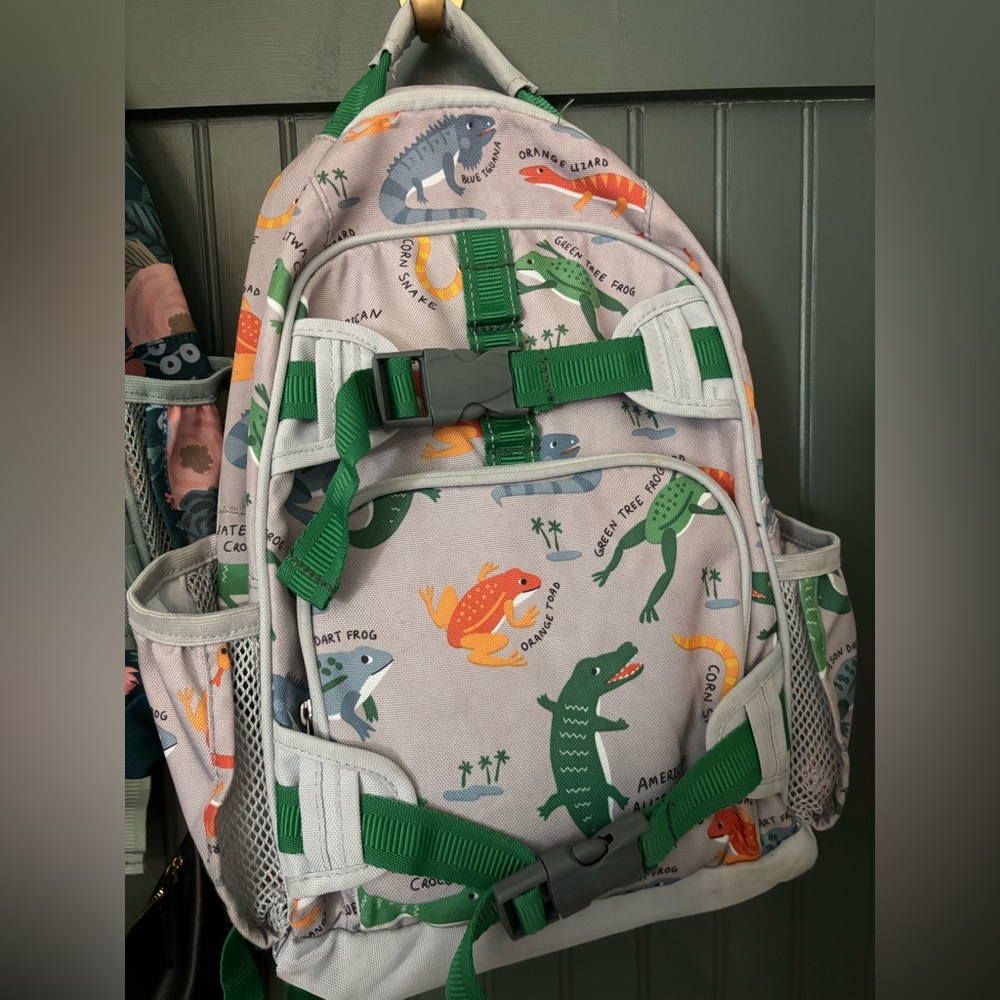 Pottery, Barn Kids lizard, and frog small backpack
